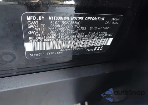 2024 Mitsubishi Outlander Se 2.5 S-Awc from USA, damaged, VIN JA4J4VA83RZ040912